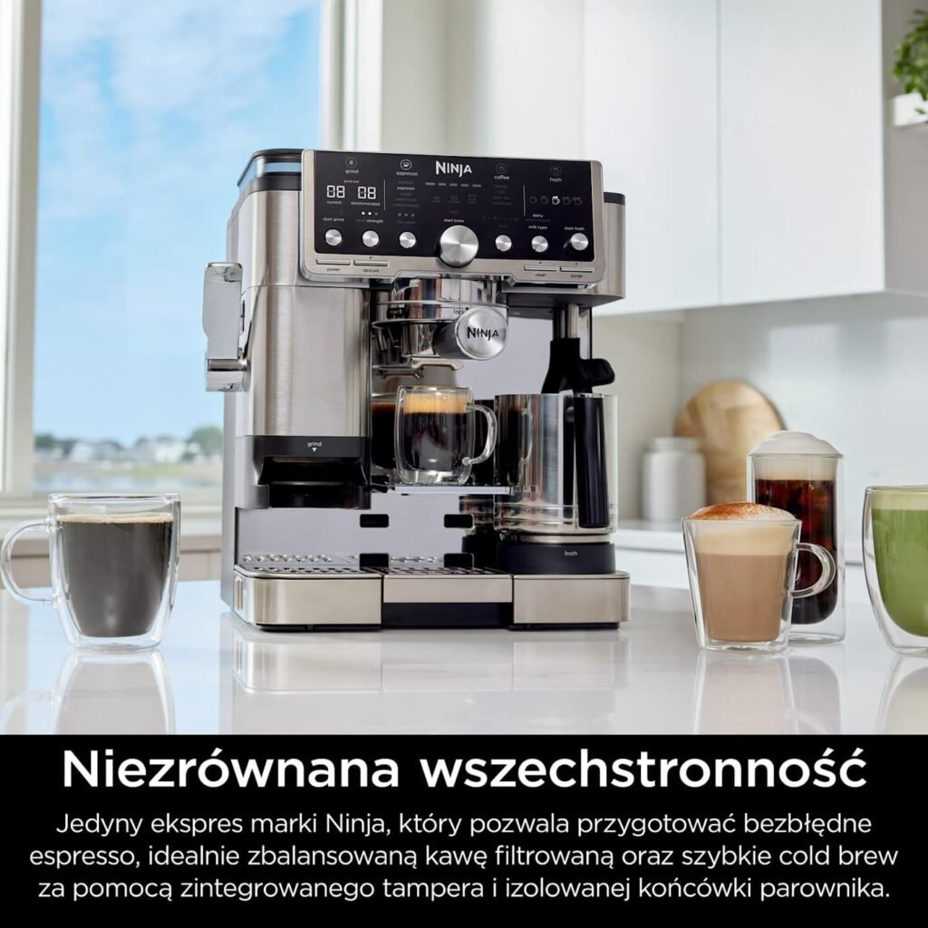 Ninja Luxe Café Pro ES701EU – ekspres kolbowy, srebrny — szczegóły