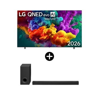 LG Zestaw telewizor i soundbar I 100-calowy LG QNED evo AI QNED87 Mini LED 4K Smart TV 2026 + LG Soundbar do telewizora z 3.1.3-kanałową technologią Dolby Atmos S80TY – 100QNED87B6.S80T001 — szczegóły