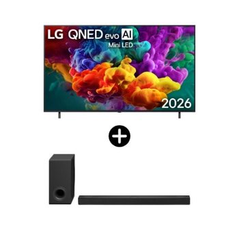 LG Zestaw telewizor i soundbar I 75-calowy LG QNED evo AI QNED86 Mini LED 4K Smart TV 2026 + LG Soundbar do telewizora z 3.1.3-kanałową technologią Dolby Atmos S80TY – 75QNED86B6B.S80T001 — szczegóły