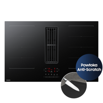 Samsung Matowa płyta indukcyjna Anti Scratch zintegrowana z wyciągiem 7.4kW 80 cm CC90H84JADUR — szczegóły